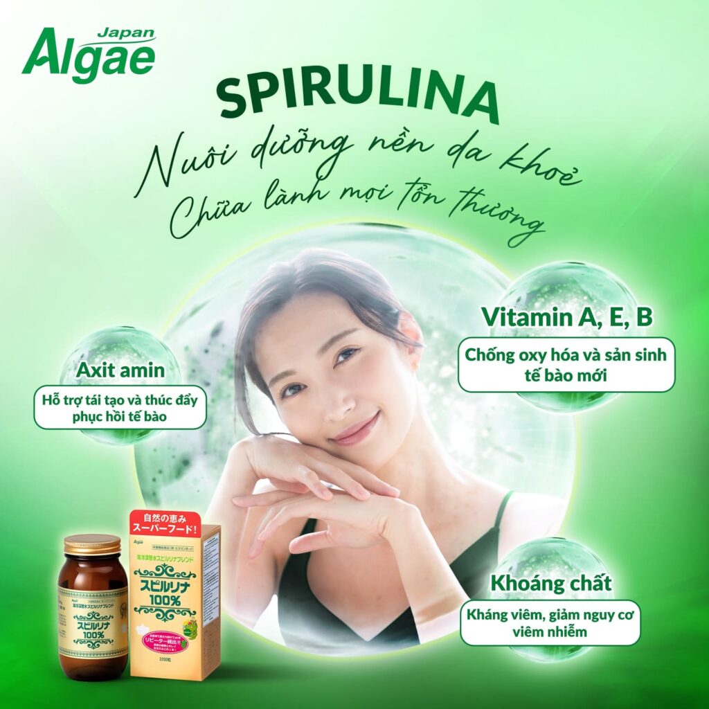 Tảo xoắn Nhật Bản cung cấp dinh dưỡng cho da mặt đẹp và khỏe