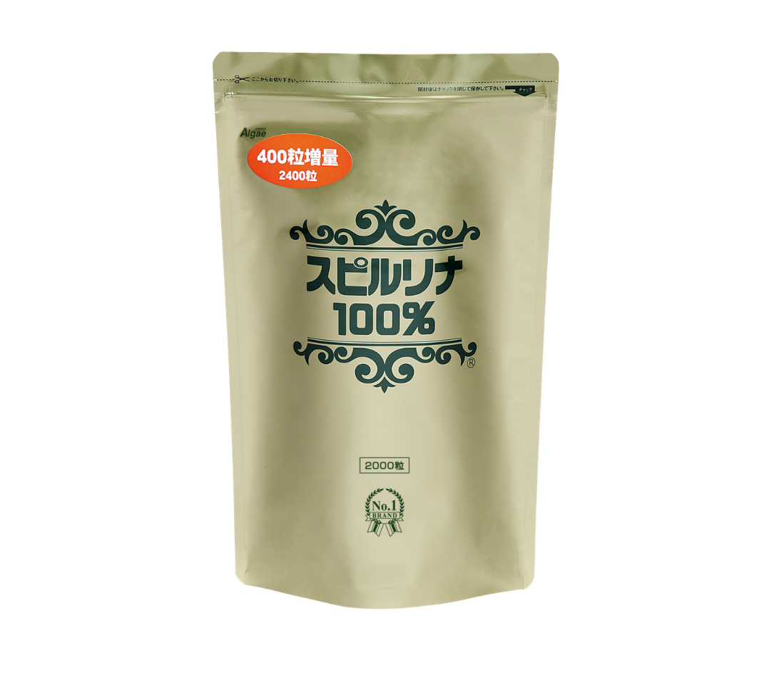 Bao bì túi tảo xoắn Spirulina 100% Japan Algae 2400 viên
