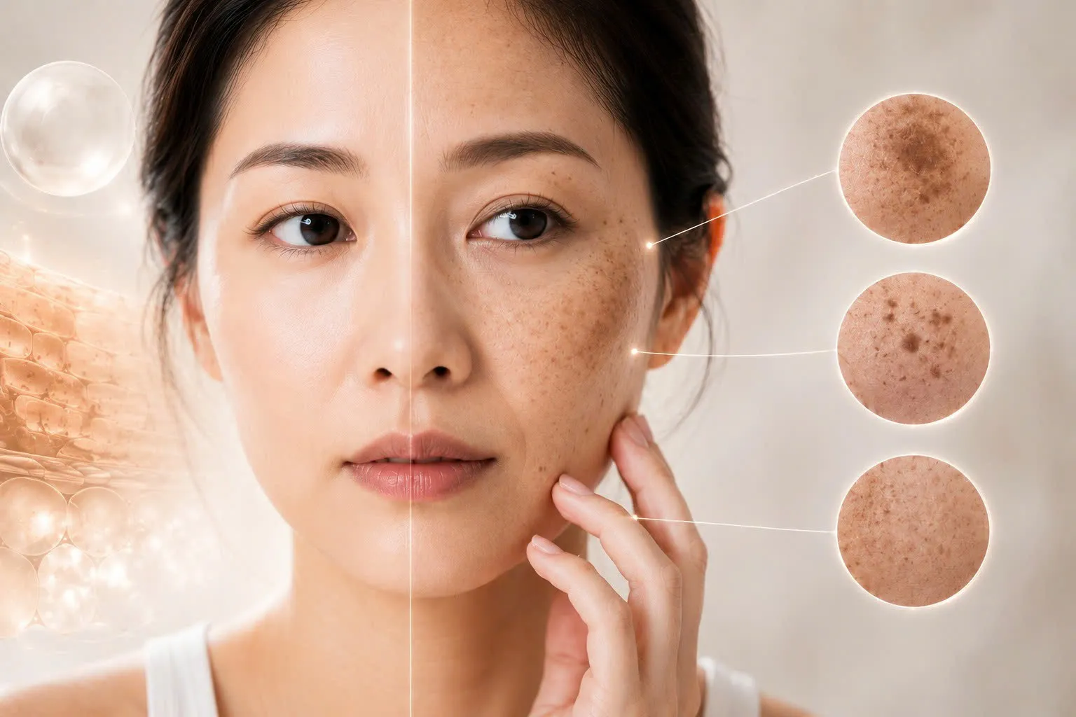 Các vết sạm nám, đồi mồi trong 7 dấu hiệu lão hoá da phổ biến của phụ nữ Việt