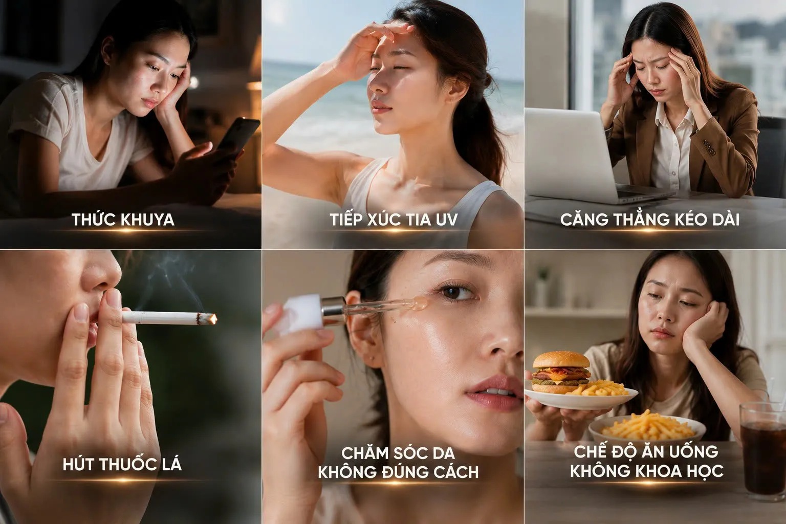 Các thói quen không tốt dẫn đến lão hoá da sớm