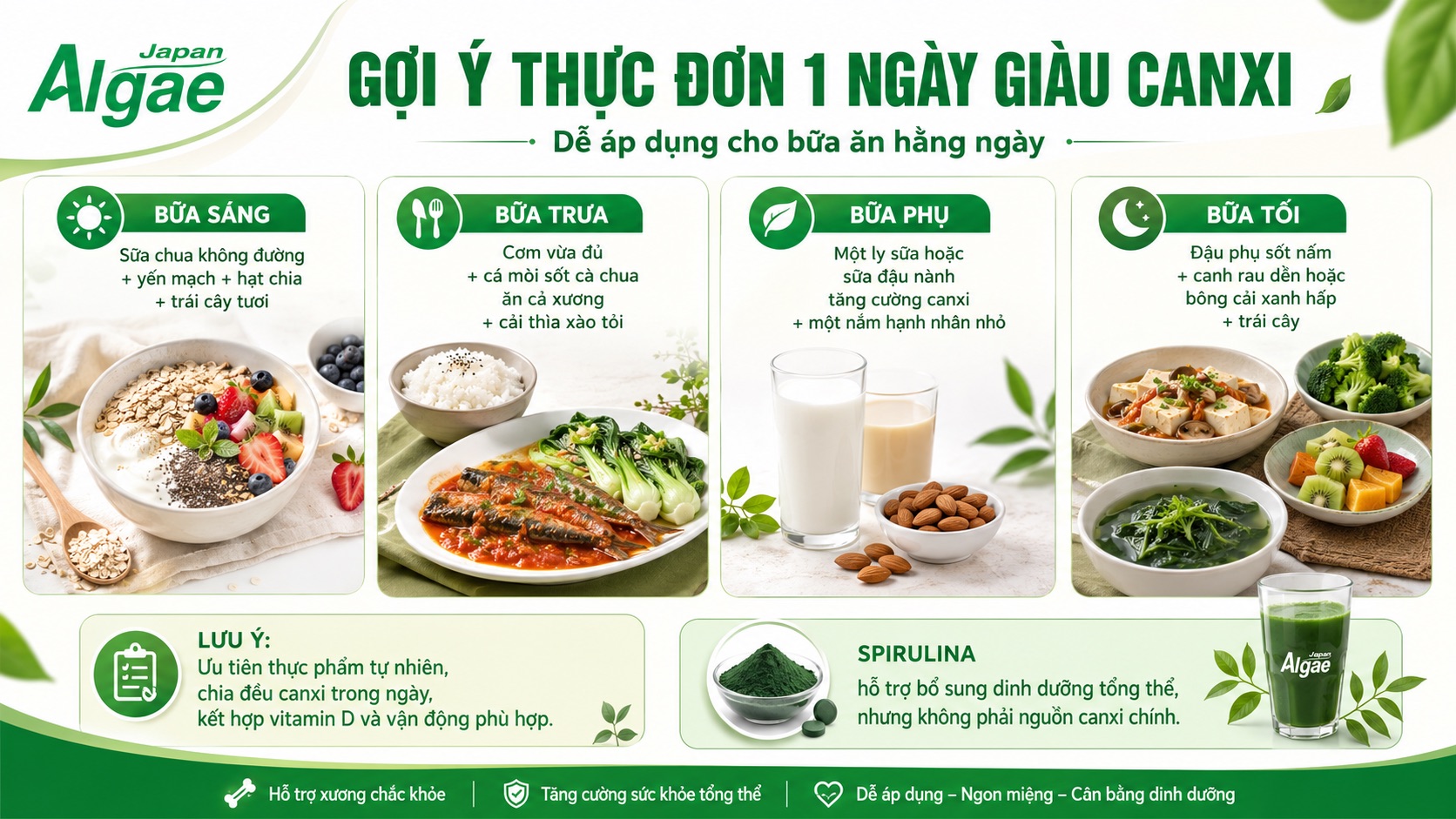 Thực phẩm chứa nhiều canxi