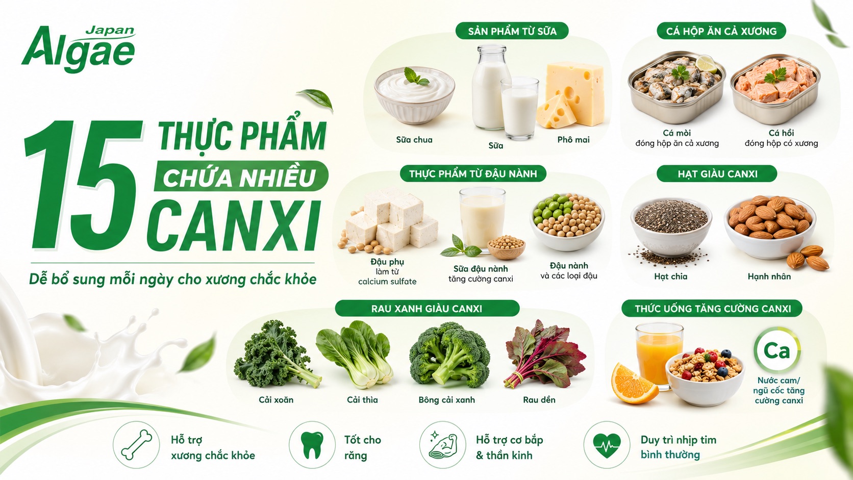 Thực phẩm chứa nhiều canxi