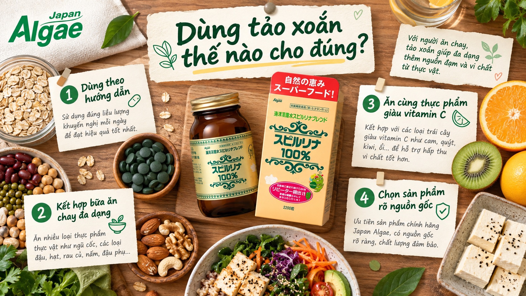 tảo xoắn cho người ăn chay
