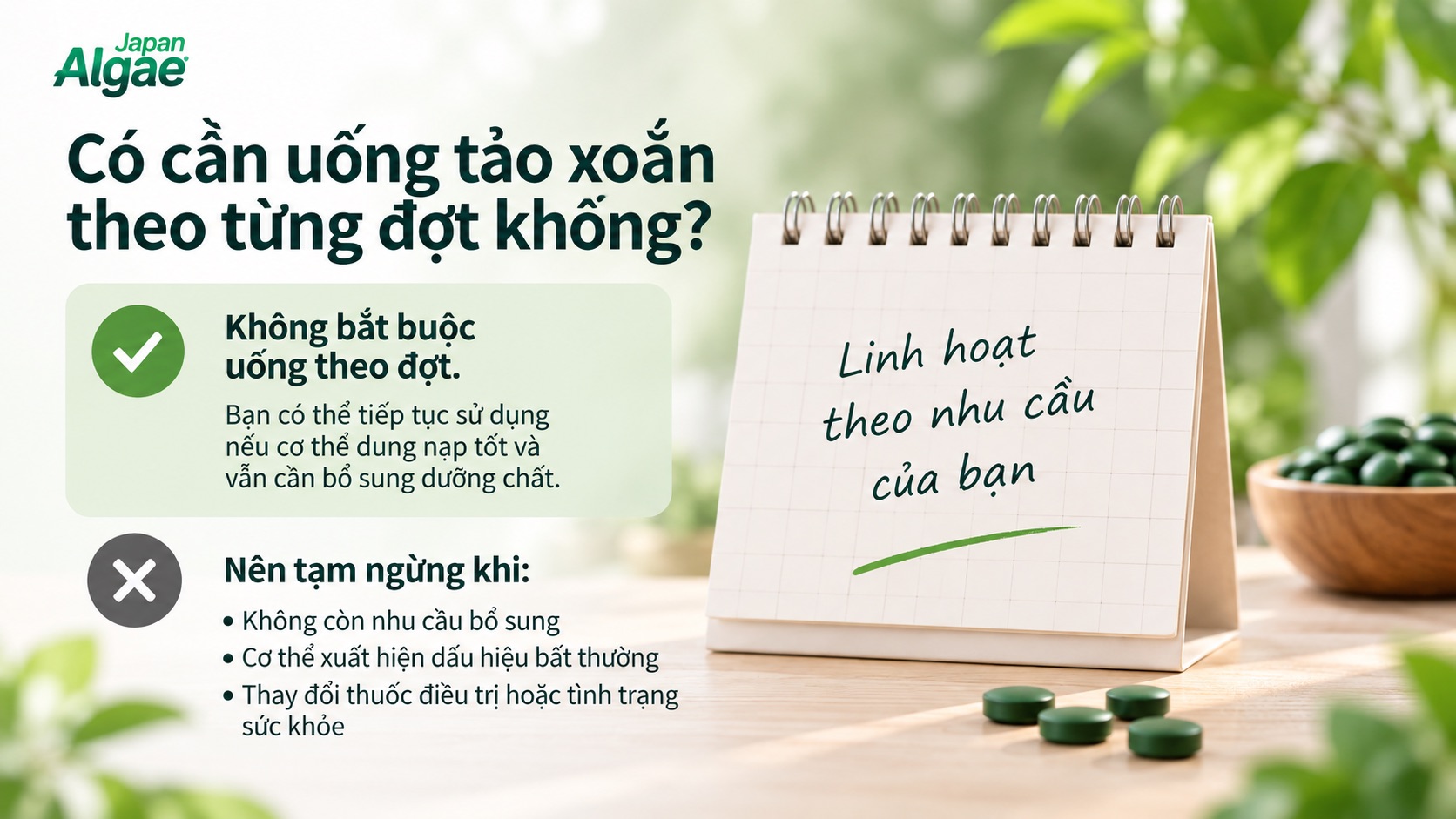 tảo xoắn nên uống bao lâu