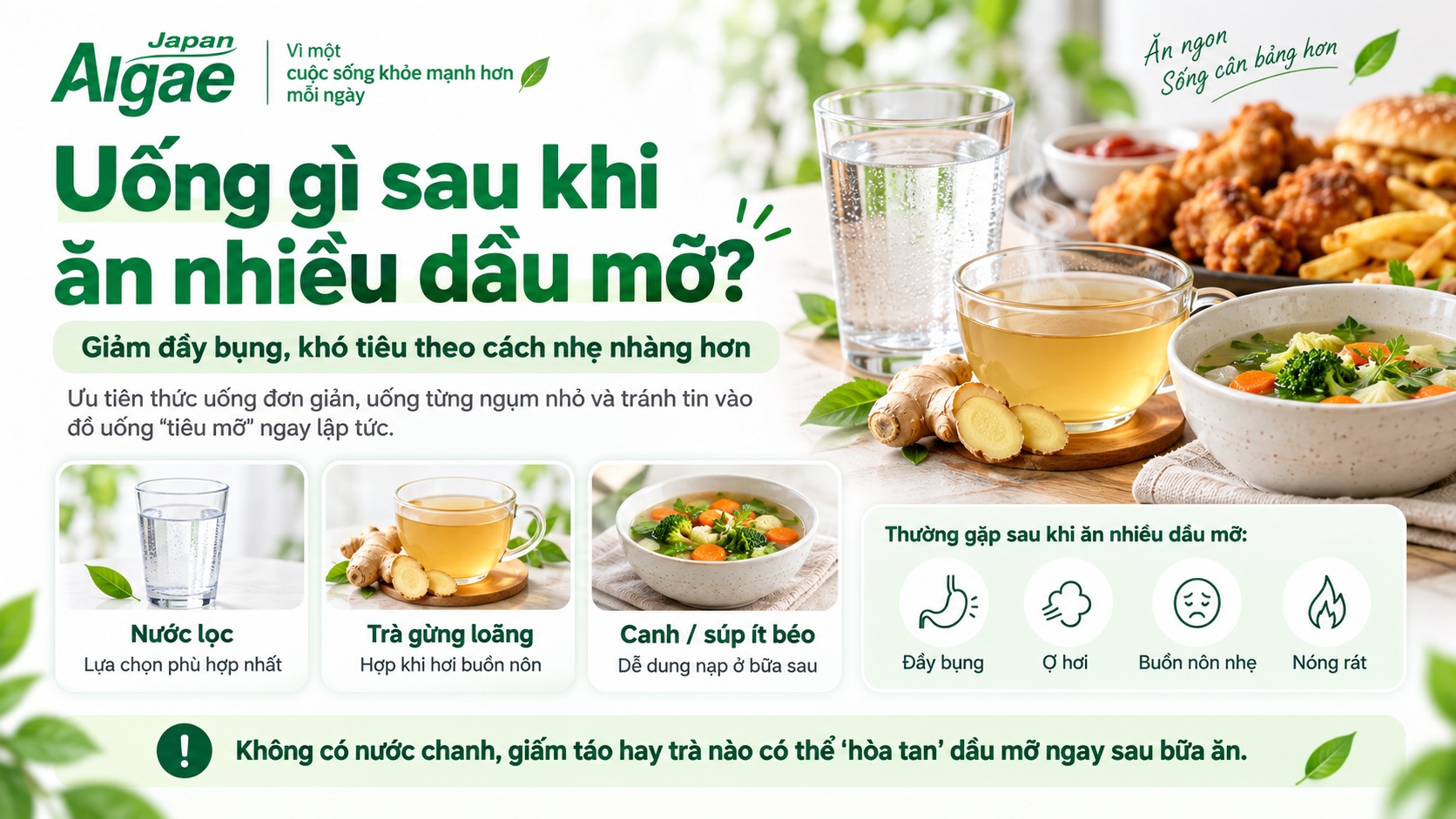 Uống gì sau khi ăn nhiều dầu mỡ