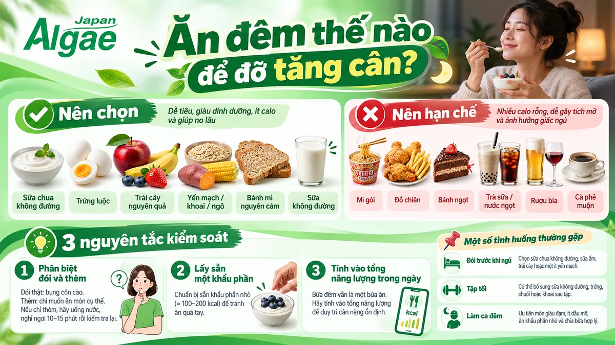 Ăn đêm thế nào để đỡ tăng cân và những món nên chọn hoặc hạn chế