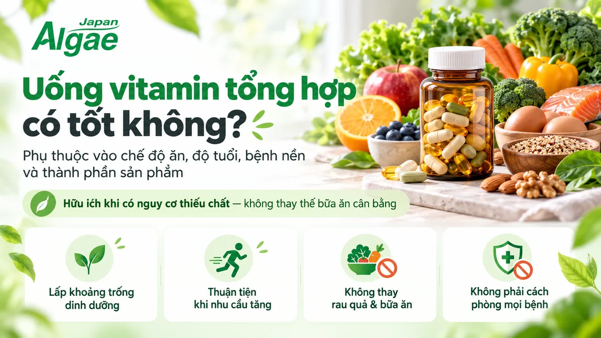 Vitamin tổng hợp có thể lấp một phần khoảng trống dinh dưỡng nhưng không thay thế rau quả và bữa ăn cân bằng
