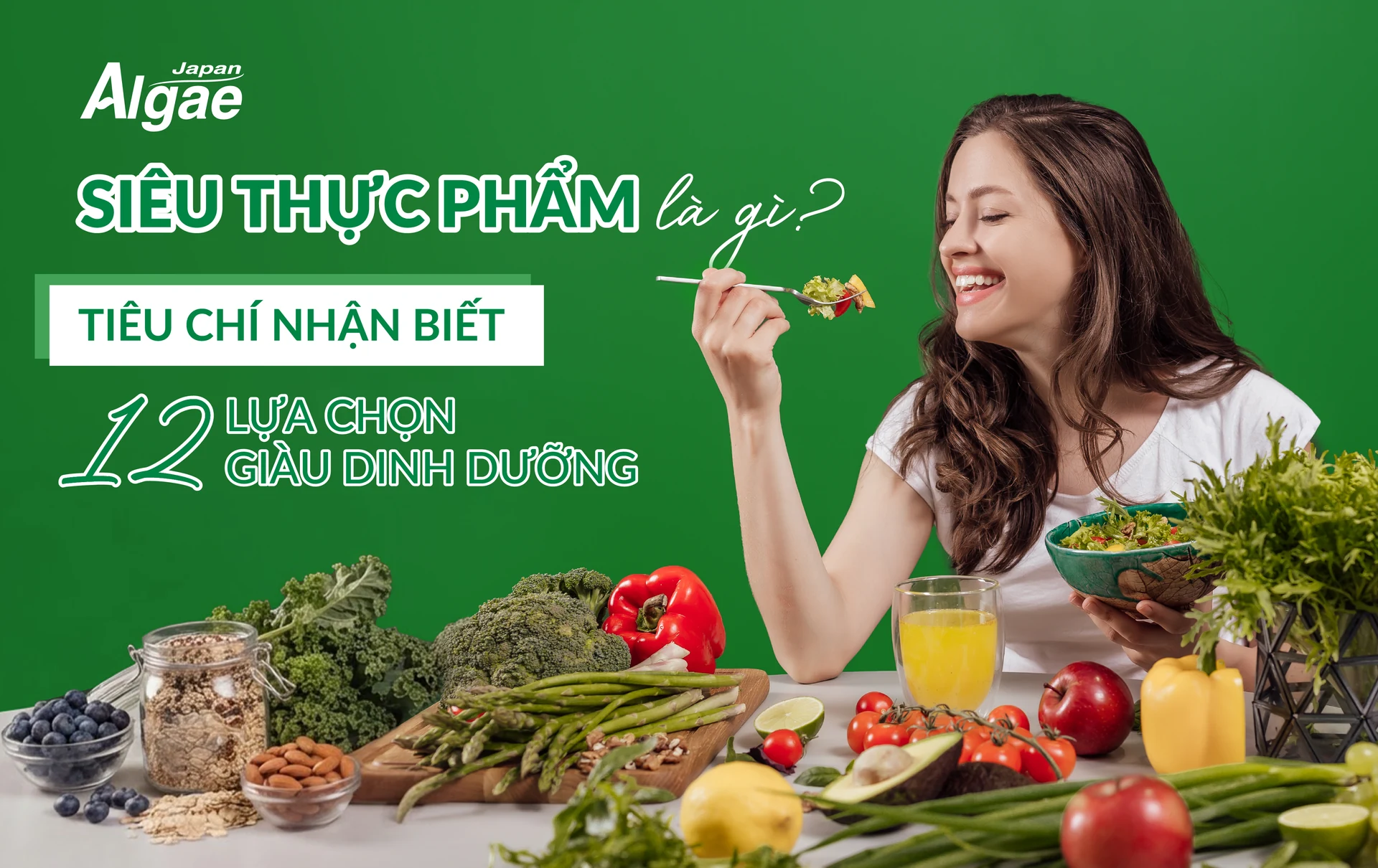 Ảnh bìa bài viết về siêu thực phẩm và 12 lựa chọn giàu dinh dưỡng